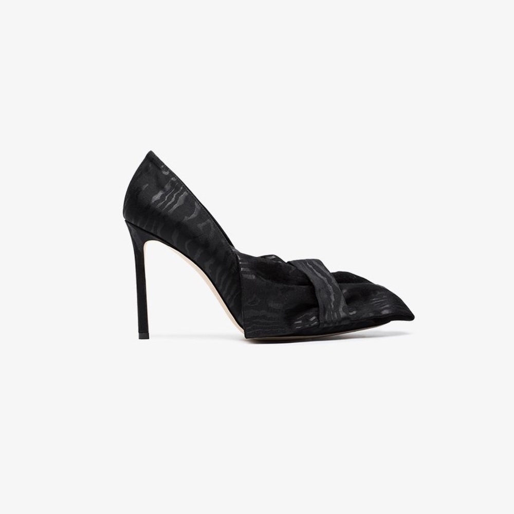 Jimmy Choo x Off-white Mary 100 Bow Jacquard Pumps Silk Heels